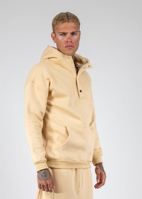 Hoodie With Snaps In Beige